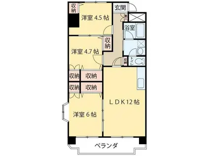 第5ジーオンビル(3LDK/5階)の間取り写真