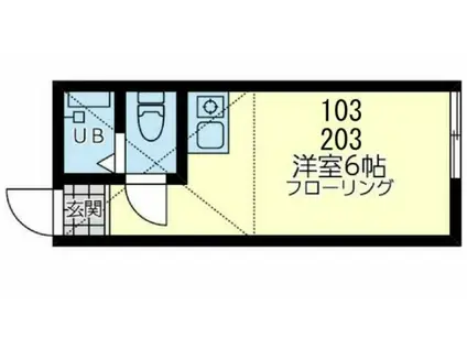 ユナイト川崎エスパーニャ(ワンルーム/2階)の間取り写真