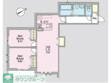 COZY南馬込(2LDK/1階)の間取り写真