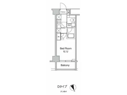プラウドフラット蒲田II(1K/9階)の間取り写真