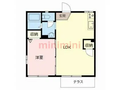 サンハイツ木田A(1LDK/1階)の間取り写真