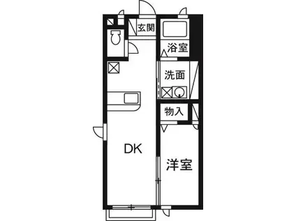 メトロプラザA(1DK/1階)の間取り写真