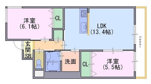 S.CREEK長岡京(2LDK/2階)の間取り写真