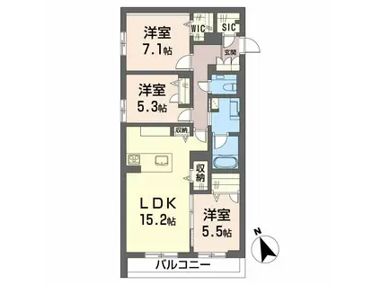 ヴェルデ小田井(3LDK/3階)の間取り写真