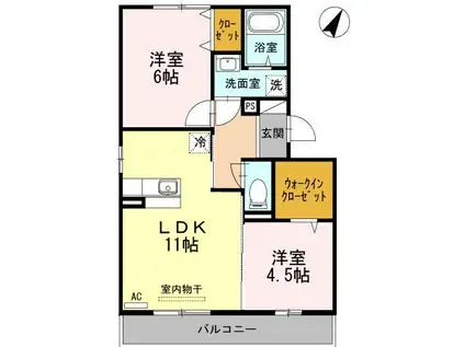 レジデンスK(2LDK/2階)の間取り写真
