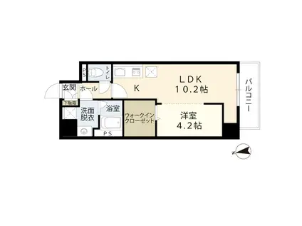 天理市マンション(1LDK/4階)の間取り写真