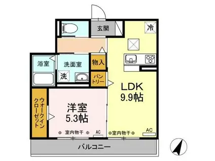 ささら弐番館(1LDK/1階)の間取り写真