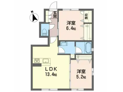 シャーメゾン ルポール 西野 B(2LDK/1階)の間取り写真
