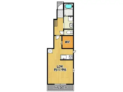 ソレイユ(ワンルーム/1階)の間取り写真