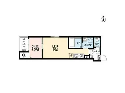 CRASTINE弥生町B棟クラスティーネヤヨ(1LDK/1階)の間取り写真