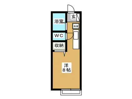 ツインパル山城 B棟(ワンルーム/1階)の間取り写真