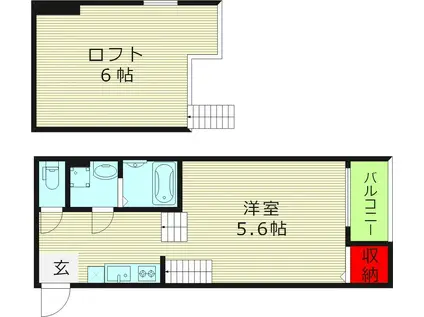 STAGE太子橋(1SK/2階)の間取り写真