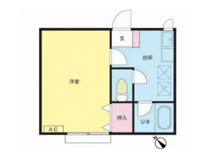 バーナルヒルズIIB(1K/2階)の間取り写真