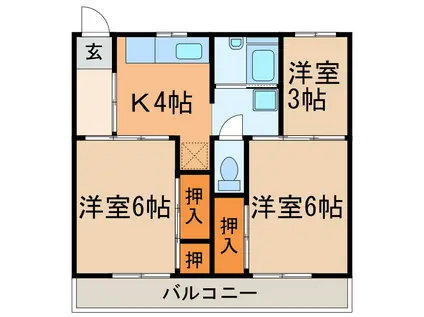 ビレッジハウス東野(3K/3階)の間取り写真