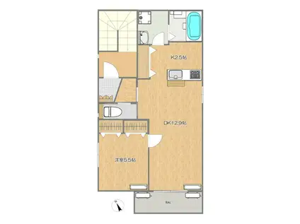 グレース高円寺(1LDK/3階)の間取り写真