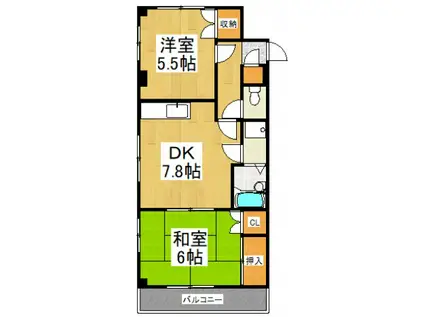 ソレーヌ(2DK/2階)の間取り写真