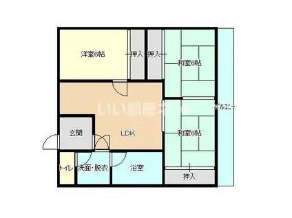 ハイツ赤坂II(3LDK/2階)の間取り写真