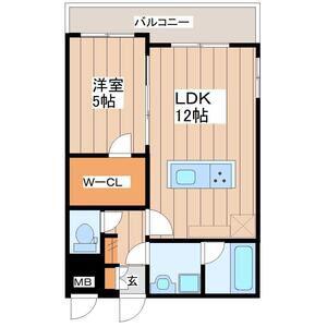 LUANA AIR RESIDENCE五橋(1LDK/2階)の間取り写真