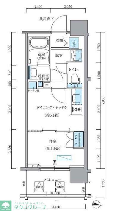 パークアクシス新大橋(1DK/8階)の間取り写真