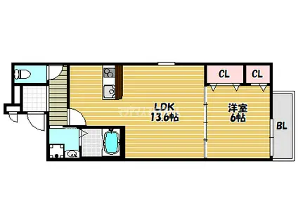 フジパレス鴻池新田V番館(1LDK/2階)の間取り写真