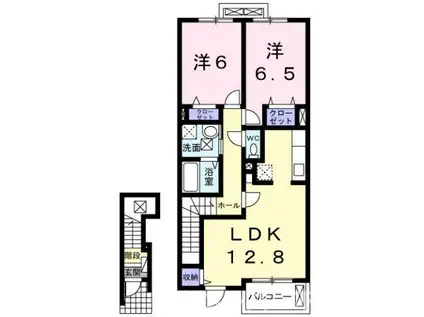 メゾンドプロバンスC(2LDK/2階)の間取り写真