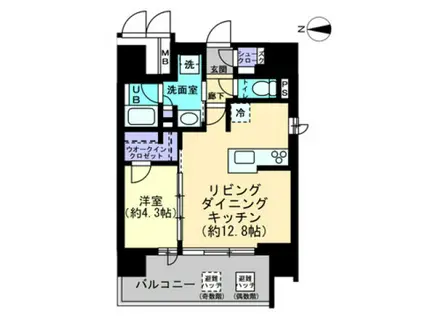 ポレスター岡山幸町(1LDK/3階)の間取り写真