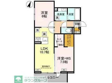 D-ROOM北越谷3丁目PJ B棟(2LDK/1階)の間取り写真