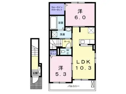 ブライト(2LDK/2階)の間取り写真