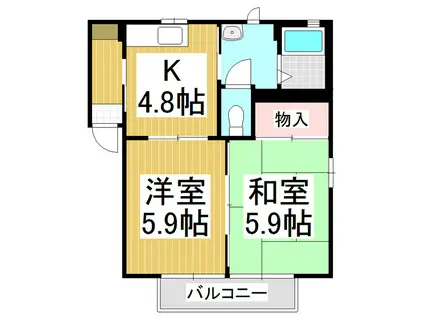 シェル・上池田 A棟(2K/2階)の間取り写真