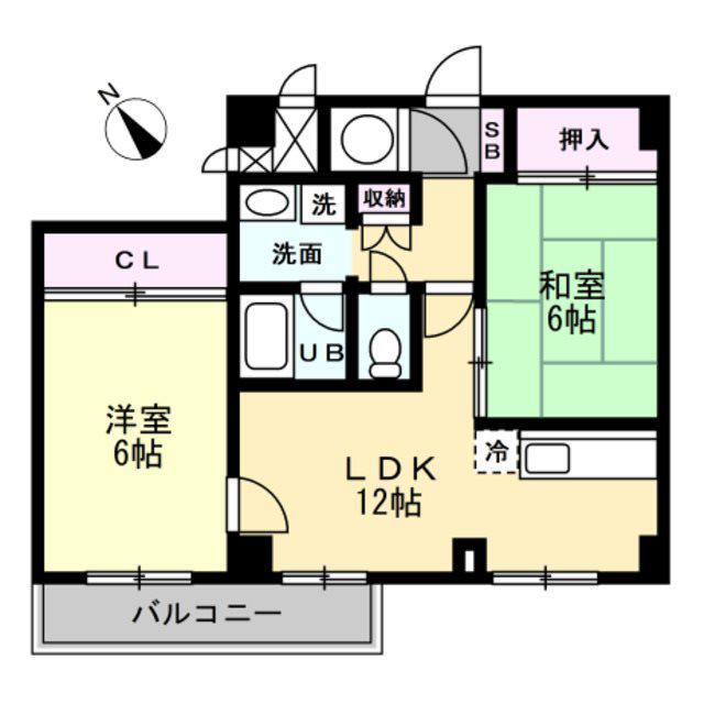 ベルメゾン町田(2LDK/1階)の間取り写真