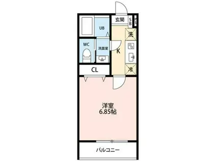 ココチ オダサガ(1K/1階)の間取り写真