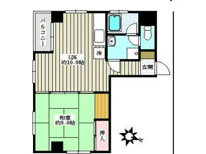 ハイネスイイダ(1LDK/2階)の間取り写真