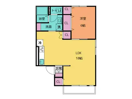ウエストバンブーA(1LDK/2階)の間取り写真