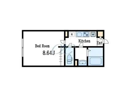 カインドネス江戸川(1K/1階)の間取り写真