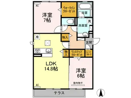 カルマ72(2LDK/1階)の間取り写真