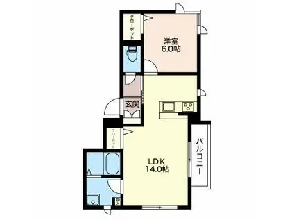 コルネス堀川小泉(1LDK/3階)の間取り写真