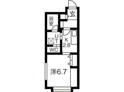 地下鉄東豊線 学園前駅(札幌) 徒歩4分 4階建 築10年(1K/1階)の間取り写真
