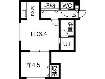 リーフコート二十四軒(1LDK/2階)の間取り写真
