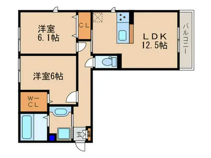 リート623 E(2LDK/3階)の間取り写真