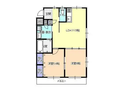 遠藤マンションB(2LDK/4階)の間取り写真