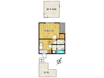 ベネフィスタウン井尻V(1SK/1階)の間取り写真