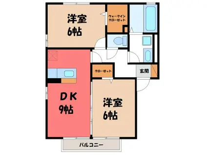 スリーエス(2DK/1階)の間取り写真