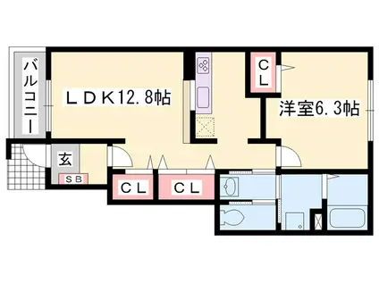 ストリート秋桜(1LDK/1階)の間取り写真