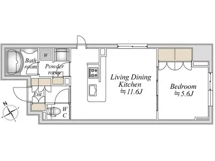 LA DOUCEUR浅草橋 旧称アパートメンツ浅草橋リバーサイド(1LDK/8階)の間取り写真