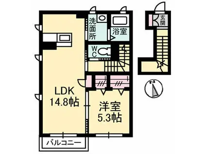 シャーメゾン日開野(1LDK/2階)の間取り写真