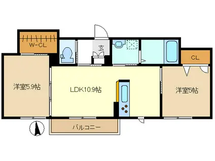 サンロイヤル(2LDK/3階)の間取り写真