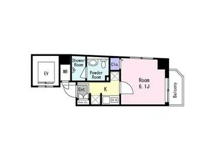 シュガール戸部(1K/4階)の間取り写真