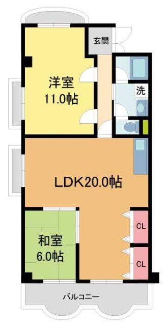 阪急逆瀬台マンション(2LDK/3階)の間取り写真