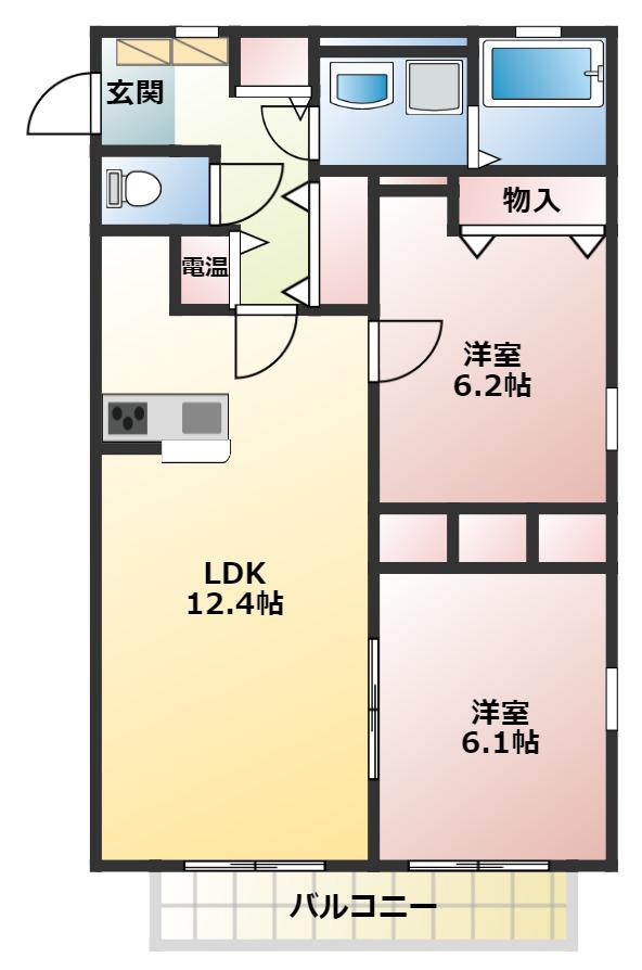 メゾン・カンフリエ(2LDK/2階)の間取り写真