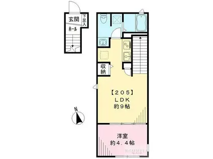 サニーヒルズ(1LDK/2階)の間取り写真